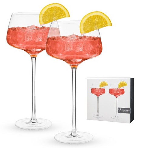 2x Aperol Spritz Large Glass Bowl Pedestal Goblet 51cl 510ml Christmas Gift  New