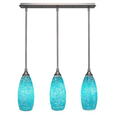 Toltec Lighting Any 3 - Light Chandelier in  Brushed Nickel with 5.5" Turquoise Fusion Shade