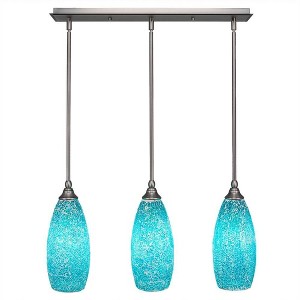 Toltec Lighting Any 3 - Light Chandelier in  Brushed Nickel with 5.5" Turquoise Fusion Shade - 1 of 1