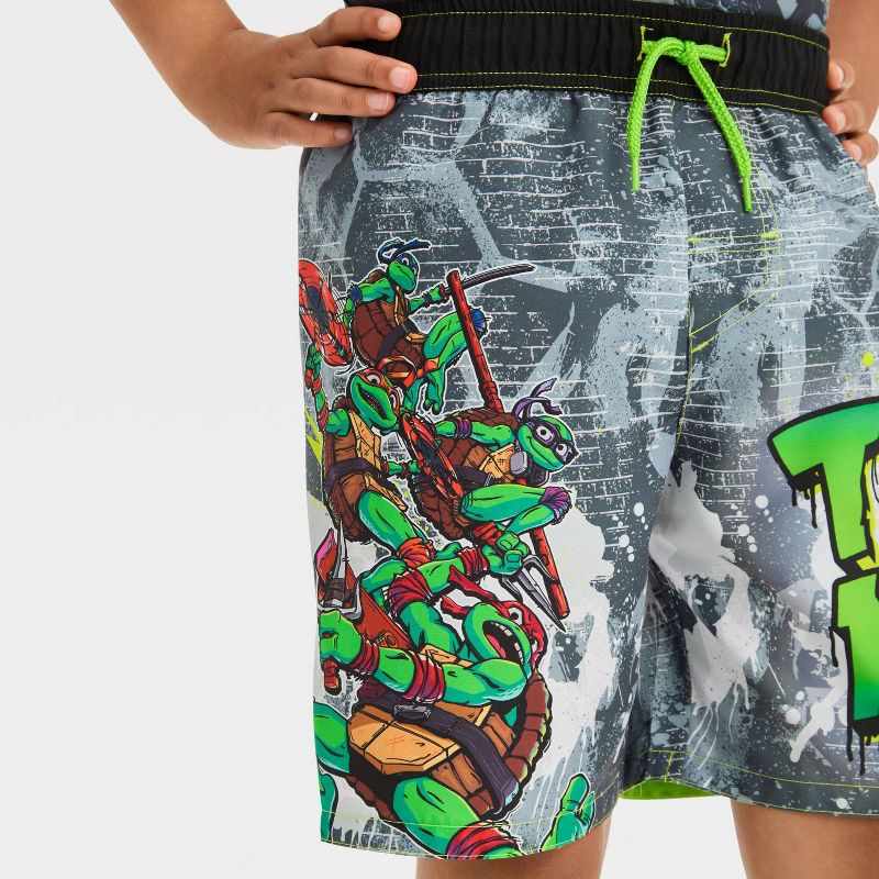 Boys&#39; Teenage Mutant Ninja Turtles Fictitious Character Swim Shorts - Gray, 3 of 4