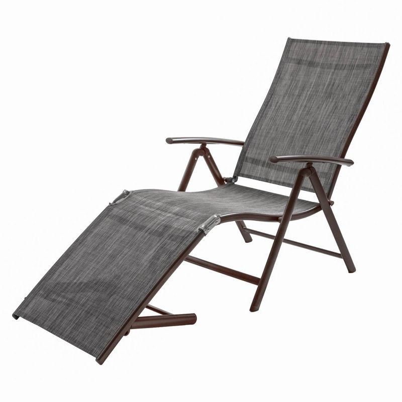 2pc Outdoor Aluminum Adjustable Chaise Lounges - Black/Gray - Crestlive Products: Lightweight, Weather-Resistant, Foldable for Easy Storage, 5 of 13