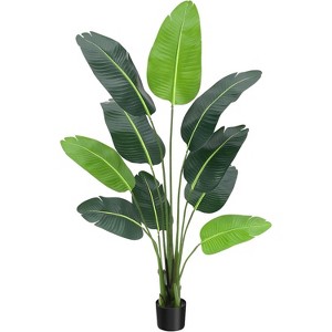 Artificial Bird of Paradise Plant, 5ft Faux Palm Tree Potted Plant, Faux Banana Leaf Tall Tropical Green Tree for Home and Office Decoration - 1 of 4