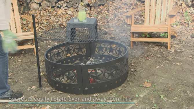 Sunnydaze Outdoor Heavy-Duty Height-Adjustable Fire Pit Cooking Grill Grate with 360-Degree Rotation - 24", 2 of 10, play video