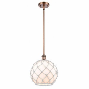Farmhouse Rope - 1 Light Stem Hung Mini Pendant In Industrial Style-13 Inches Tall and 10 Inches Wide - 1 of 1