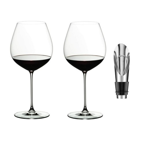 Riedel Veritas Pinot Noir Wine Glasses (2-Pack, Clear) with Wine Pourer