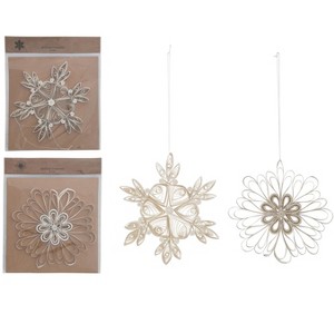 Storied Home 2-Piece Large Handmade Paper Quilling Snowflake Ornament, White - 1 of 1