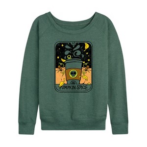 Women's - Instant Message - Fall Lightweight French Terry Wide Neck Long Sleeve Graphic Shirt - 1 of 4