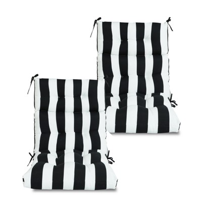 VisioGear 2PCS Set High Back Patio Chair Cushions, Tufted Rocking Chair Cushions, Adirondack Cushions, Black & White Print, 44''*22''*4"