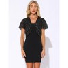 INSPIRE CHIC Women's Metallic Glitter Star Short Sleeve Party Crop Open Front Cardigan - 4 of 4