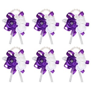 Unique Bargains Decorative Wedding Prom Party Artificial Rose Wrist Corsages - 1 of 3