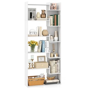 Costway 1/2 PCS 6-tier Bookshelf Tall Display Shelf with 11 Open Shelves 2 Anti-tipping Kits Black/Natural/White - 1 of 4