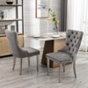 Vynxaria Gray Velvet Dining Chairs Set of 2 with Chrome Legs - 3 of 4