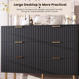 6 Drawer Dresser for Bedroom, Fluted 54" Wide Modern Chest of Drawers with Deep Drawers, Long Large Double Dresser TV Stand - 1 of 4