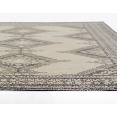 Anatolia Charcoal Gray Wool and Synthetic Medallion Rug