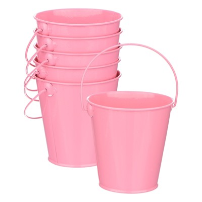 Unique Bargains Garden Galvanized Versatile Durable Bucket with Handle 6 Pcs