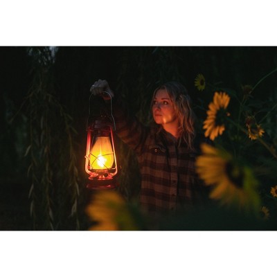Stansport 12" Red Metal Hurricane Lantern with Glass Globe