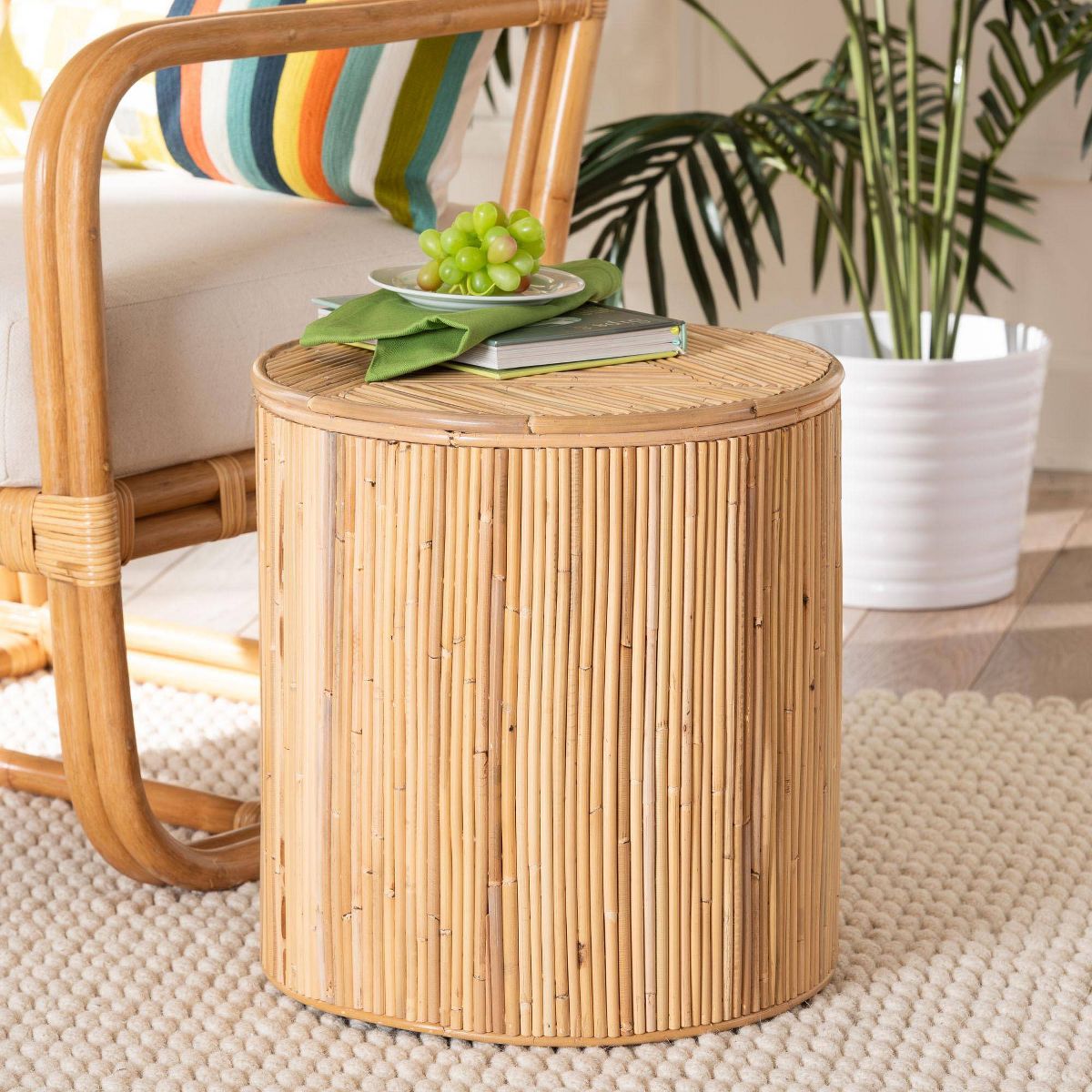 bali & pari Milagra Natural Rattan Coffee Table: Bohemian, No Assembly, Indonesia Crafted - thumbnail 2