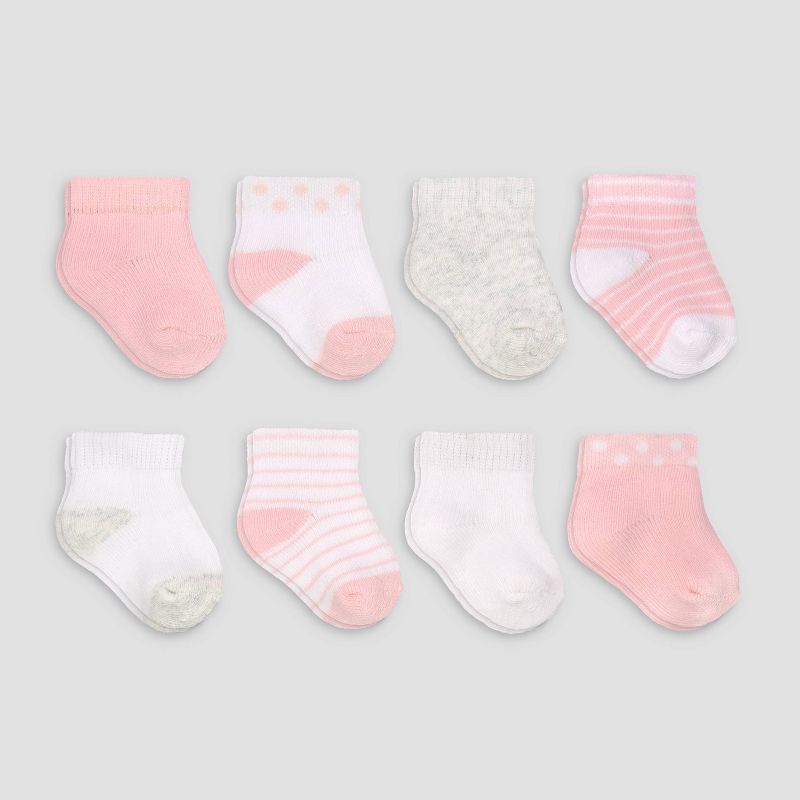 Carter's Just One You® 8pk Baby Girls' Ankle G Basic Terry Socks, 1 of 2
