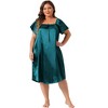 Agnes Orinda Women's Plus Size Satin Silky Pleated Loose Fit Midi Nightgown - image 3 of 4