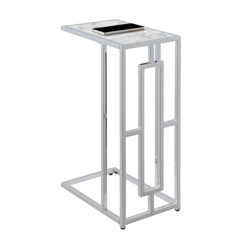 Town Square Chrome Faux Marble C End Table White Marble/Chrome - Breighton Home, 3 of 6