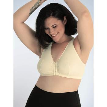 Leading Lady The Meryl - Cotton Front-Closure Comfort & Sleep Bra in  Heather Grey, Size: 56AB