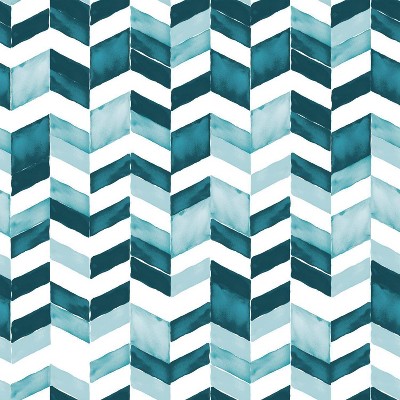 RoomMates Paul Brent Watercolor Chevron Peel and Stick Wallpaper Teal