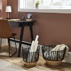 L Water Hyacinth and Black Cotton Rope Basket - Threshold™: Round Decorative Basket for Blankets or Shoes, 18"x18"x12" - 2 of 3
