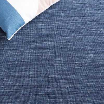 Handmade Navy Blue Wool Square Rug, 6'