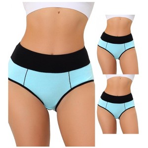 Allegra K Women's High Waist Tummy Control Color-Block Available in Plus Size Briefs 3 Packs - 1 of 4