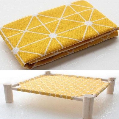 Small Dog Cat Bed Mats Breathable Comfortable Print Washable Pet Sleeping Cat Hammock Bed Kitten Puppy Nest Yellow plaid (single cloth - no shelf)