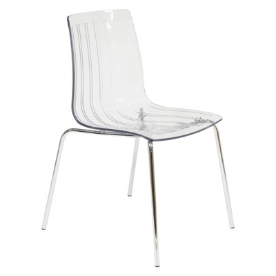 LeisureMod Ralph Modern Acrylic Dining Side Chair with Chrome Legs