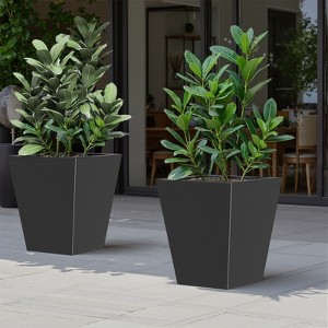 Spassway Indoor Outdoor Geometric Metal Planter Pot Planter Box Patio Garden Bed Black - 1 of 4