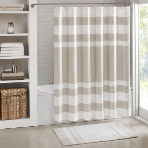 CAVINAS Waffle Weave Base Shower Curtain with 3M Treatment,Bathroom Shower Curtains Machine Washable - 1 of 4