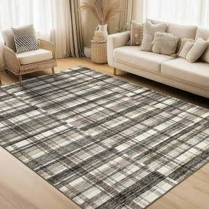 Washable Striped Rug, Non-Slip Low Pile Carpet, Soft Stain-Resistant Modern Geometric Rug for Living Room Bedroom Office - 1 of 4