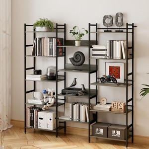5 Tier Book Shelf, Bookcases and Bookshelves, Display Shelves, Vintage Storage Rack with Open Shelves & Metal Frame - 1 of 4