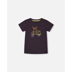 Deux par Deux Boy Organic Cotton Tee Dark Gray and Multicolored Vespa - 1 of 4