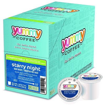 Yummy Coffee Medium Roast Coffee Pods in Compostable Single Serve Cups, 20 Count