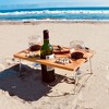 Tirrinia 15.7" x 11.8" Eco - friendly Natural Bamboo Wine Picnic Table, Folding Portable Outdoor Wine Glasses & Bottle, Snack and Cheese Holder Tray - 2 of 4