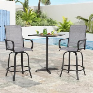 Set of 2 Swivel Outdoor Bar Stools with Textilene Fabric - 360° Rotation, All-Weather Ergonomic Design, Perfect for Balcony and Patio - 1 of 4
