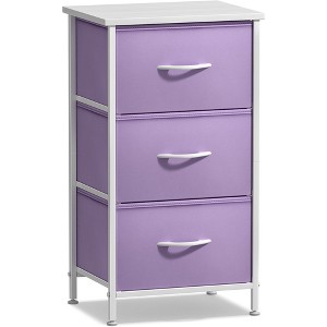 Sorbus Nightstand with 3 Drawers - Steel Frame, Wood Top & Easy Pull Fabric Bins - Perfect for Home, Bedroom, Office & College Dorm - 1 of 4