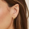 14K Gold Plated Triple Huggie Illusion Stud Earrings | Double Huggie Hoop Earrings for One Hole | Gold Hoop Earrings for Women - 2 of 4