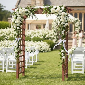 Gulches Warm Brown Wooden Arbor - Wedding Arch for Ceremonies, Plant Climbing Trellis & Christmas Decor Pergola for Garden Backyard - 1 of 4