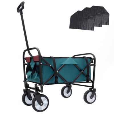 FURNIinspire Outdoor Serving Carts Minimeetall Multi-use Bag Foldable Heavy Duty Utility Cart Utility Wagon Grocery Cart, Cyan, 25.98"*17.32"*37.4"
