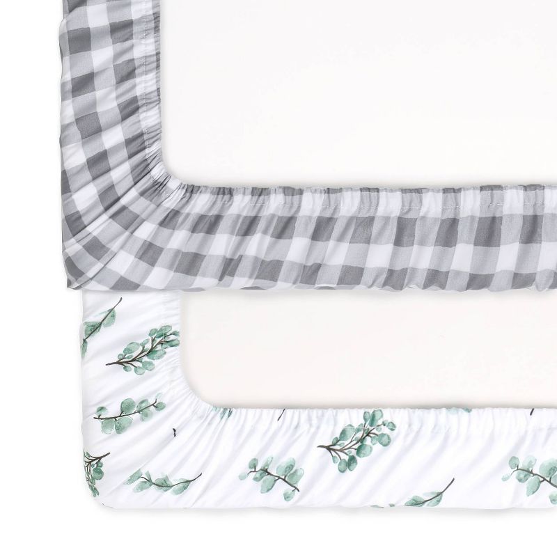 The Peanutshell Fitted Playard Sheets - Farmhouse Floral and Gray Plaid - 2pk, 5 of 6