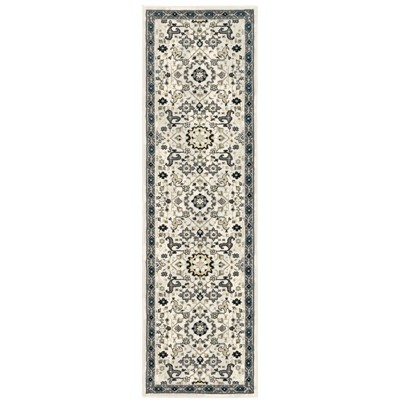 Oriental Weavers Bowen 073J2 Ivory/ Navy Indoor Area Rug - 2'3" x 7'6"