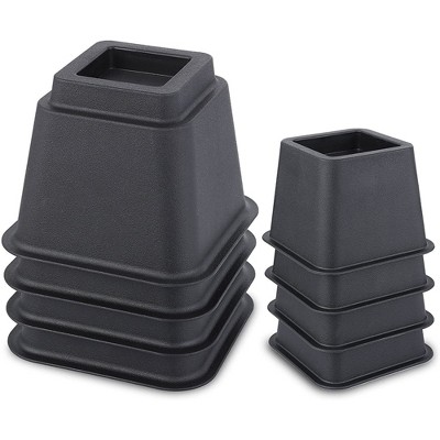 Heavy Duty Black Adjustable Bed and Furniture Risers Set
