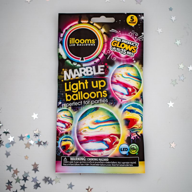 5ct illooms LED Light Up Marble Balloon, 3 of 14