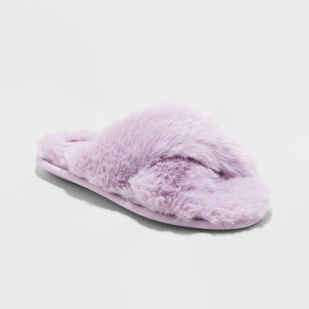 Size S (13/1) Girls' Brooklyn Crossband Fur Slippers - Cat & Jack Purple S