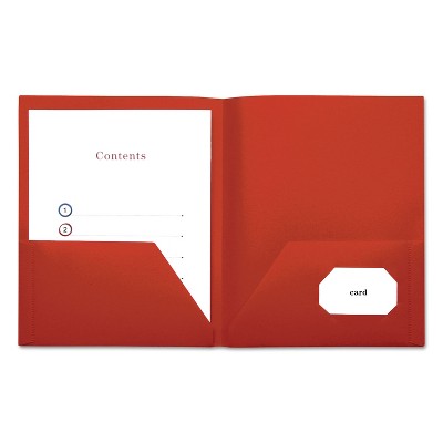 Universal Two-Pocket Plastic Folders 11 x 8 1/2 Red 10/Pack 20543