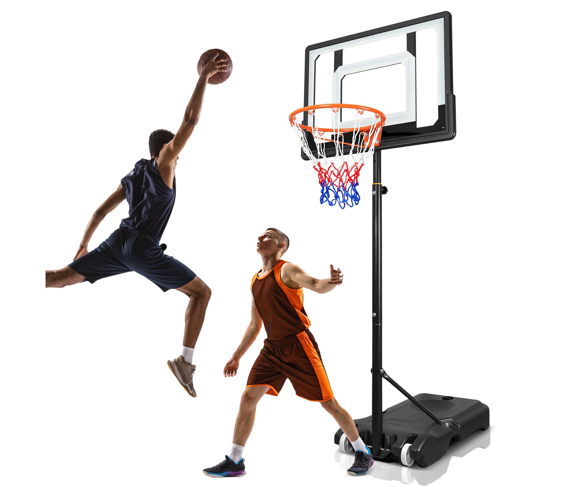 SKONYON 32" Portable Basketball Hoop System 5-7ft Height Adjustable Basketball Goal for Indoor and Outdoor
